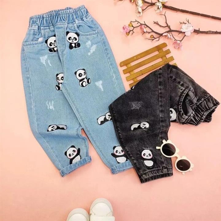 شلوار جین پاندا در دورنگ ذغالی و آبی دخترانه و پسرانه